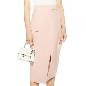 Topshop Blush Cargo Utility Midi Skirt - Size 6